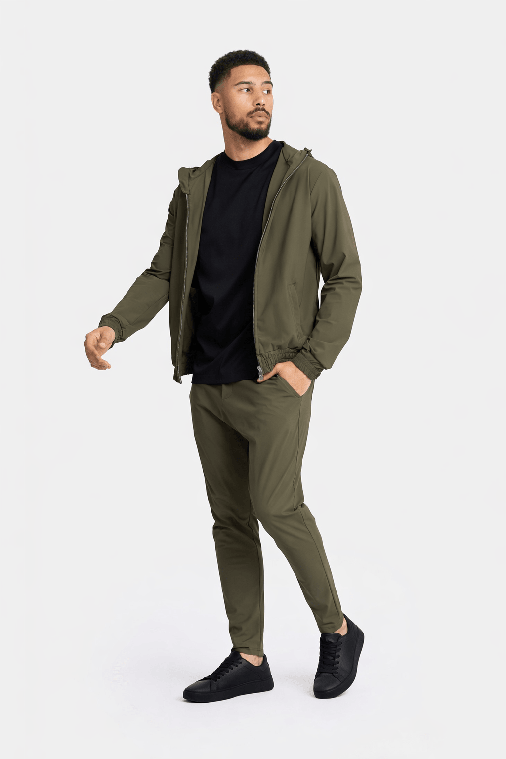Dark Green Hooded Tech Suit