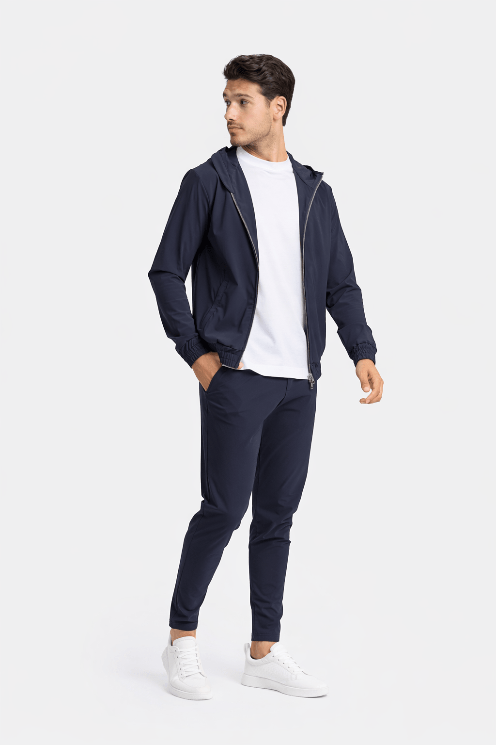 Midnight Blue Hooded Tech Suit