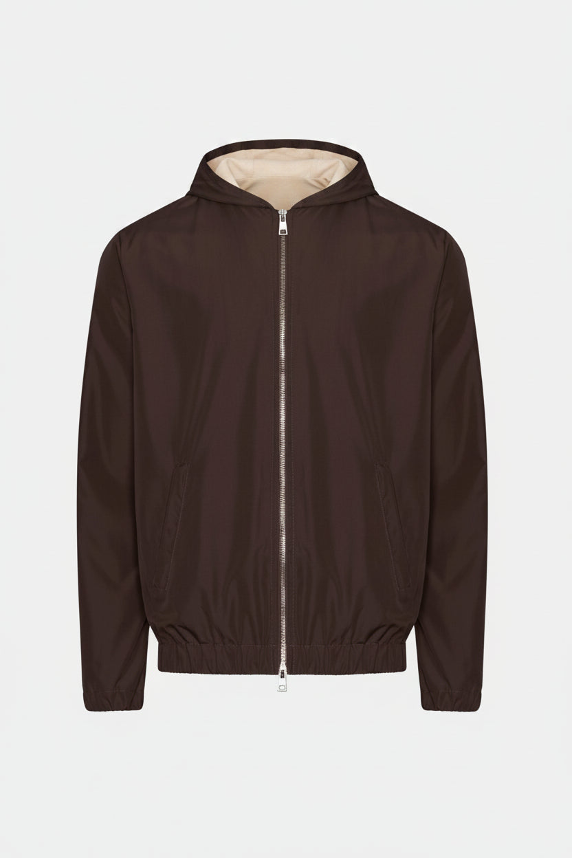 Mocha Brown Hooded Blend Jacket