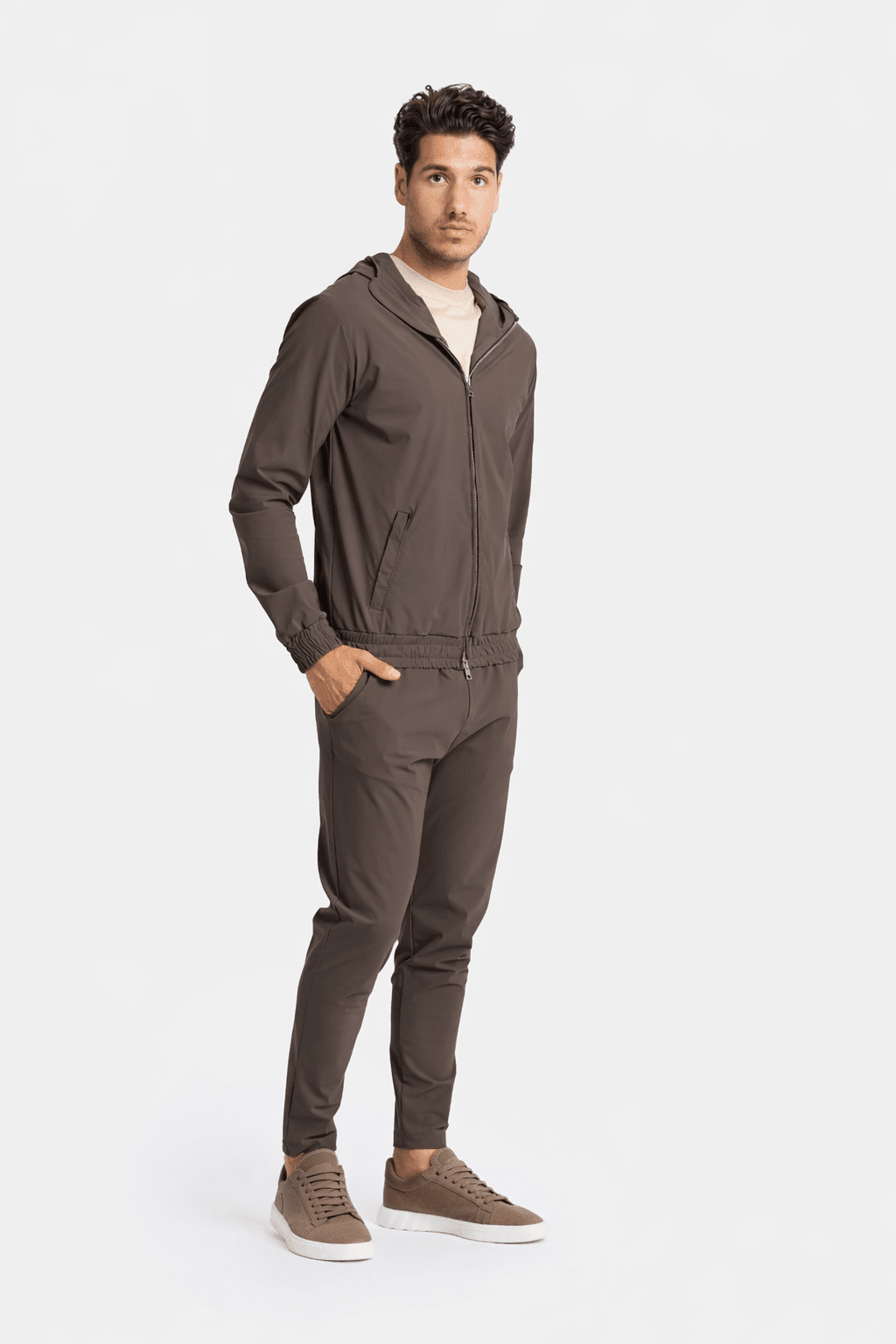 Mocha Brown Hooded Tech Vest