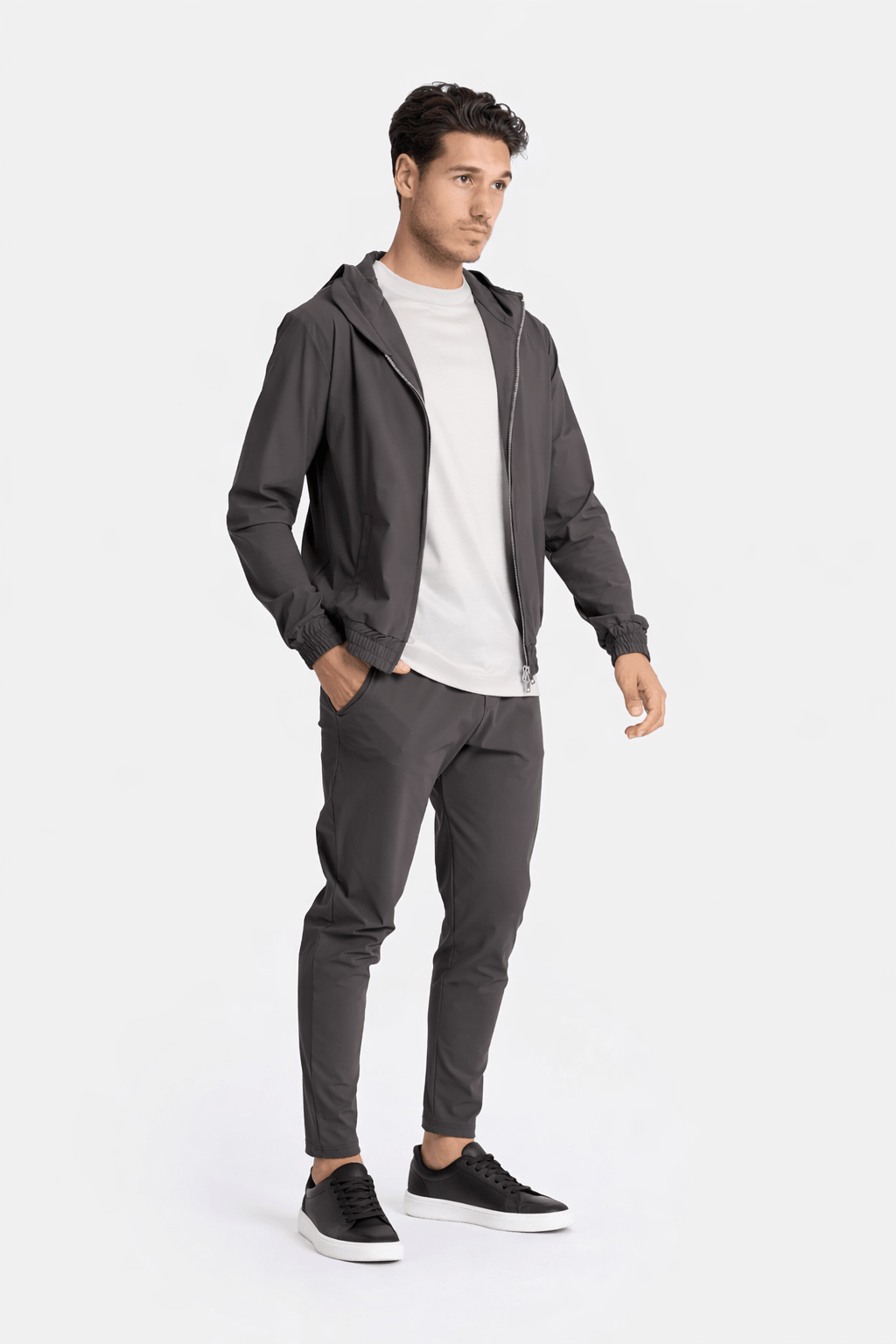 Slate Grey Hooded Tech Suit