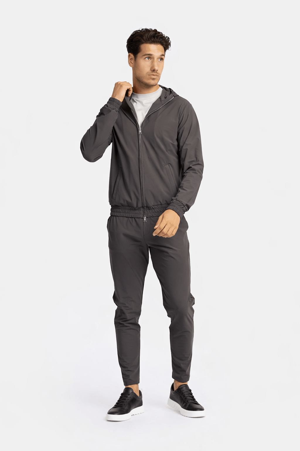 Slate Grey Hooded Tech Suit